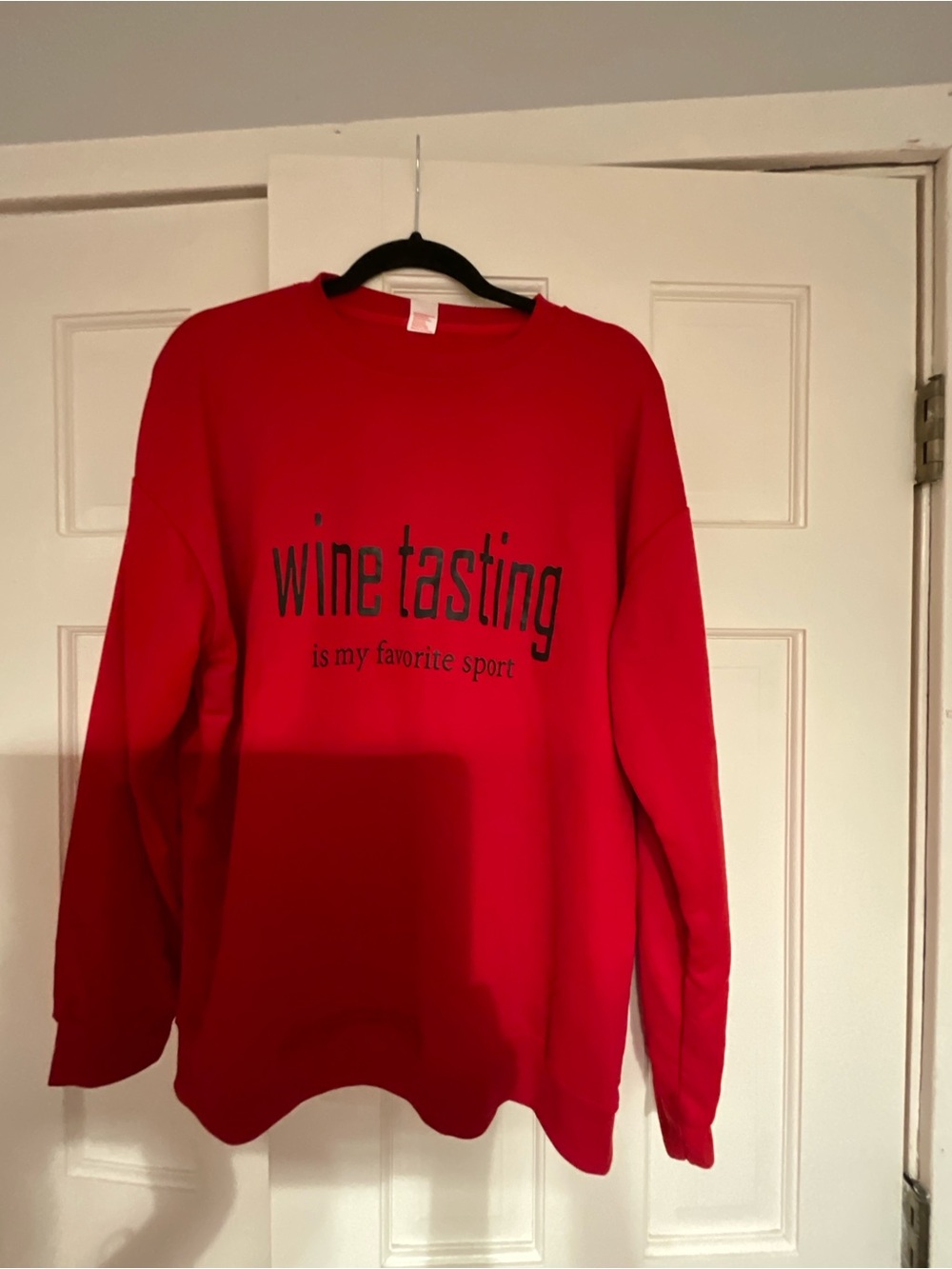 Source Unknown Red Crewneck Sweatshirt with 'wine tasting' Graphic